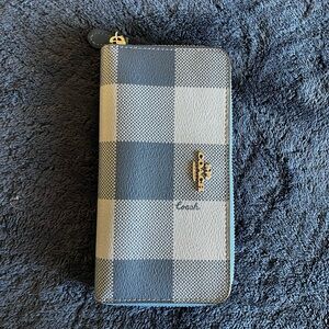 Coach Navy and Gray Checkered Wallet